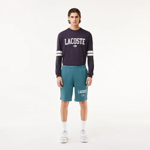 Regular Fit Lacoste Print Jogger Shorts - Blue • IY4