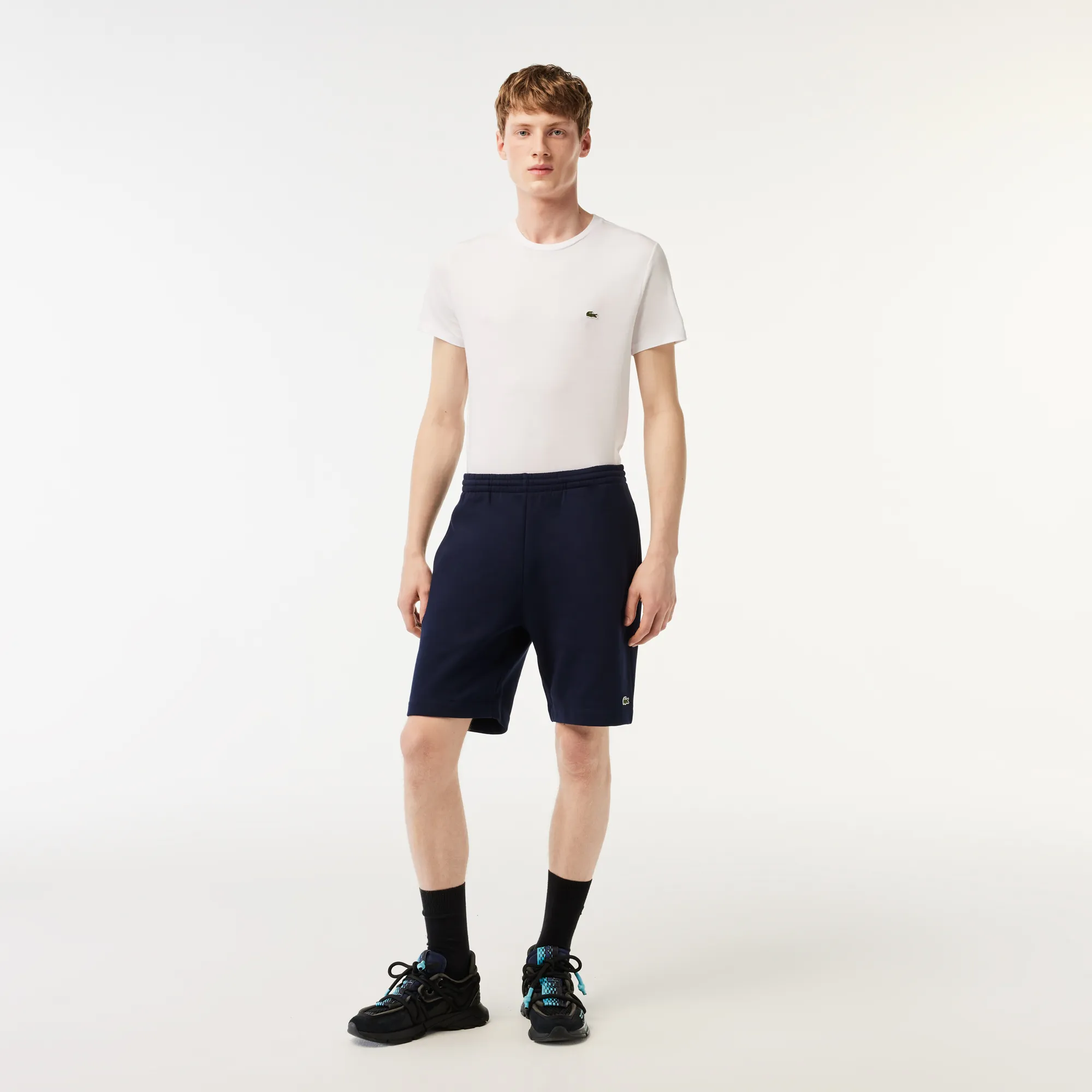 Men's Lacoste Organic Brushed Cotton Fleece Shorts - Navy Blue • 166