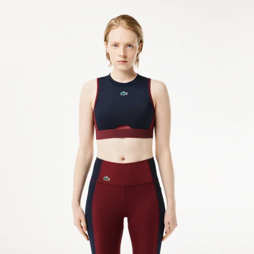 Áo Bra Thể Thao Lacoste Nữ Chất Liệu Polyester Tái Chế Hoạ Tiết Color Block