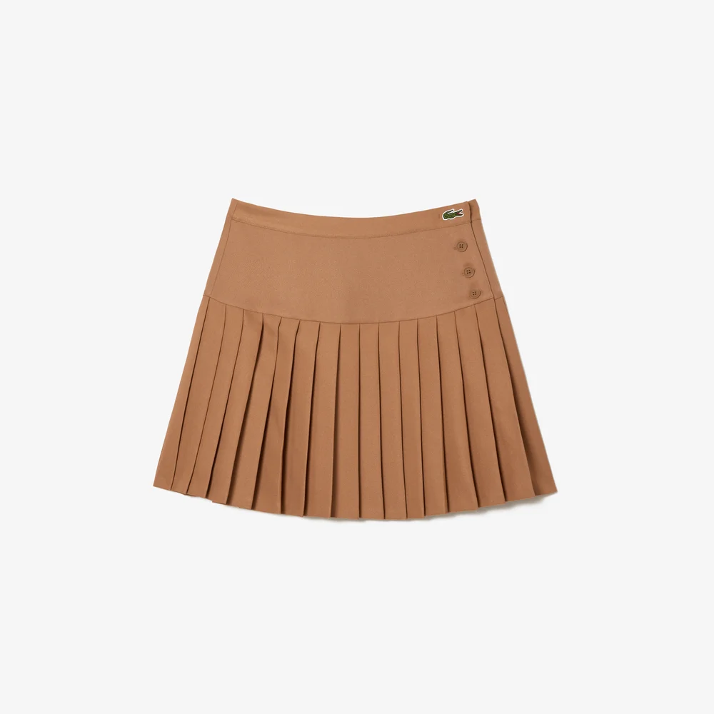 Short Pleated Button Waist Skirt