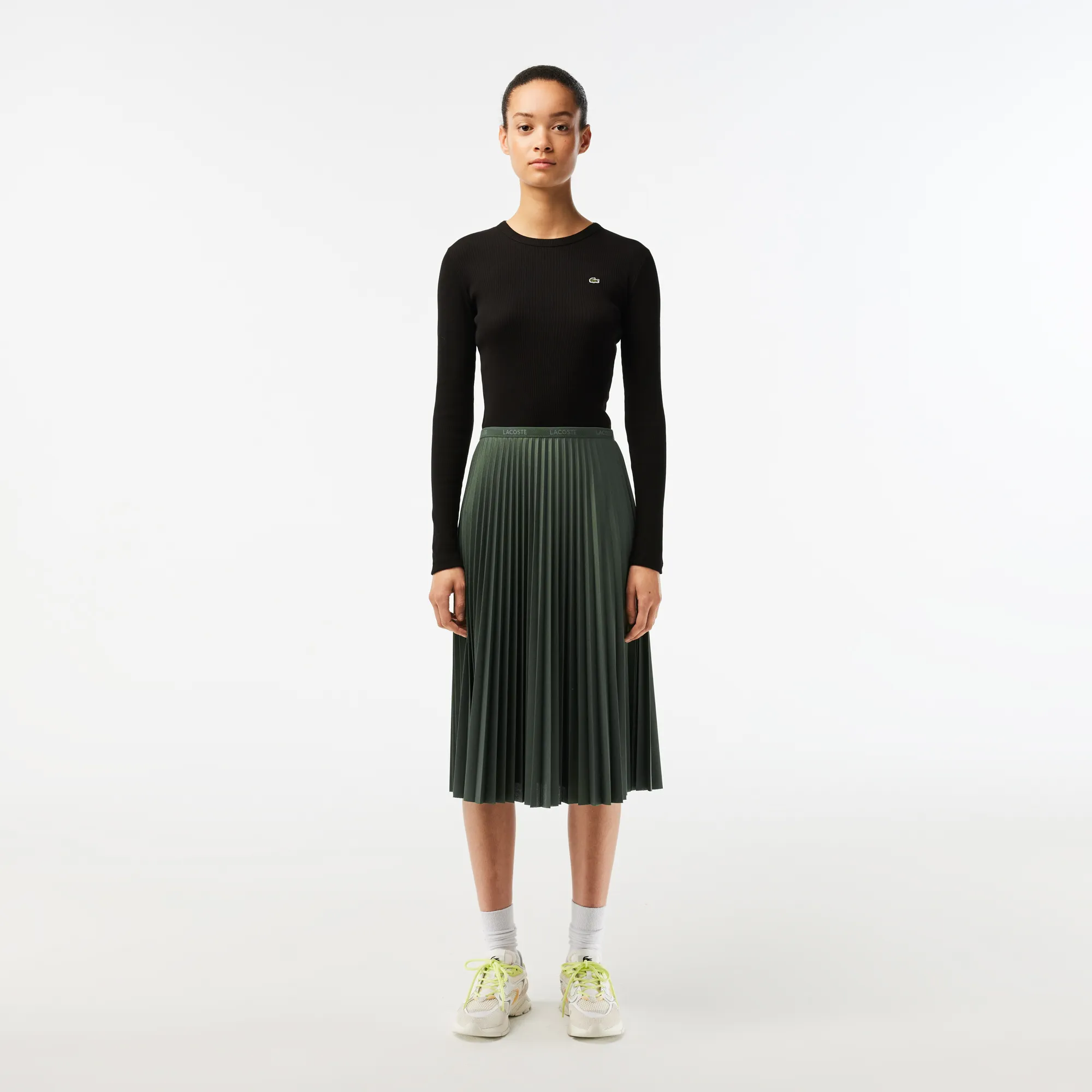 Women’s Elasticised Waist Flowing Pleated Skirt - Green • SMI