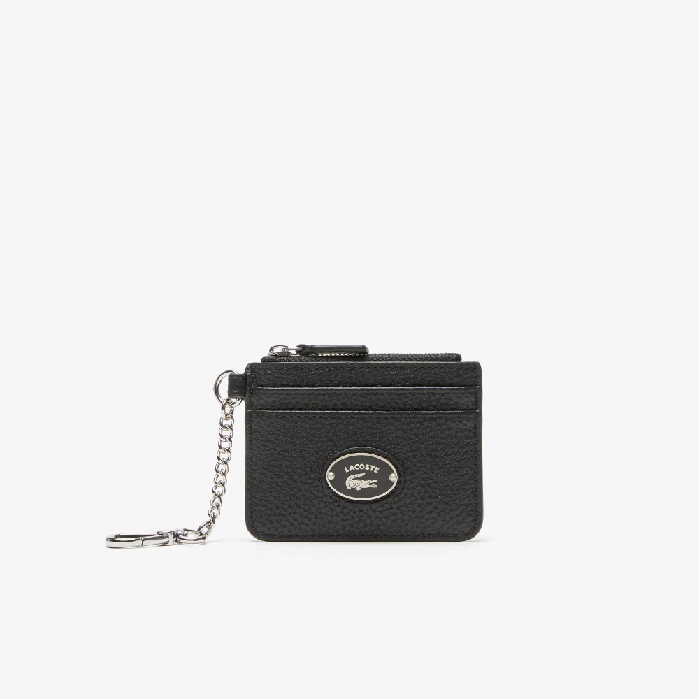 Women’s Lacoste Snap Hook Grained Leather Card Holder