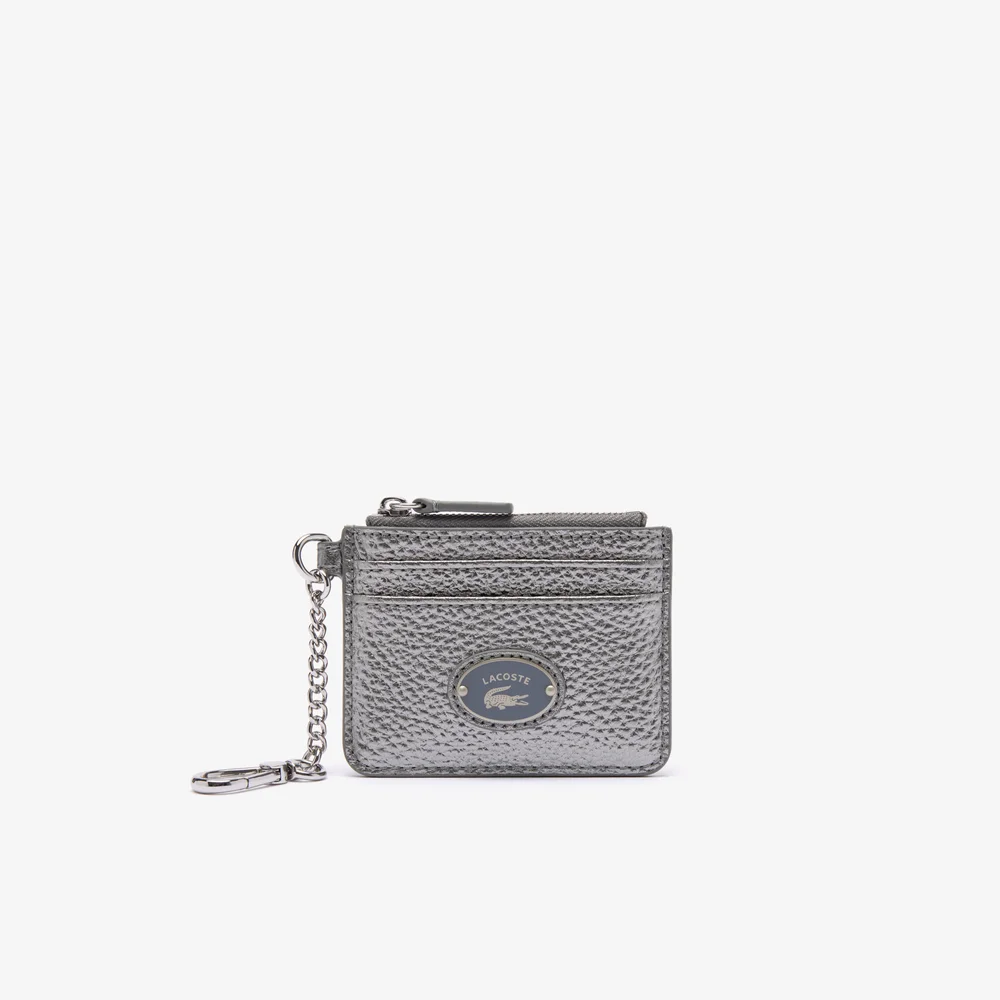 Women’s Lacoste Snap Hook Grained Leather Card Holder