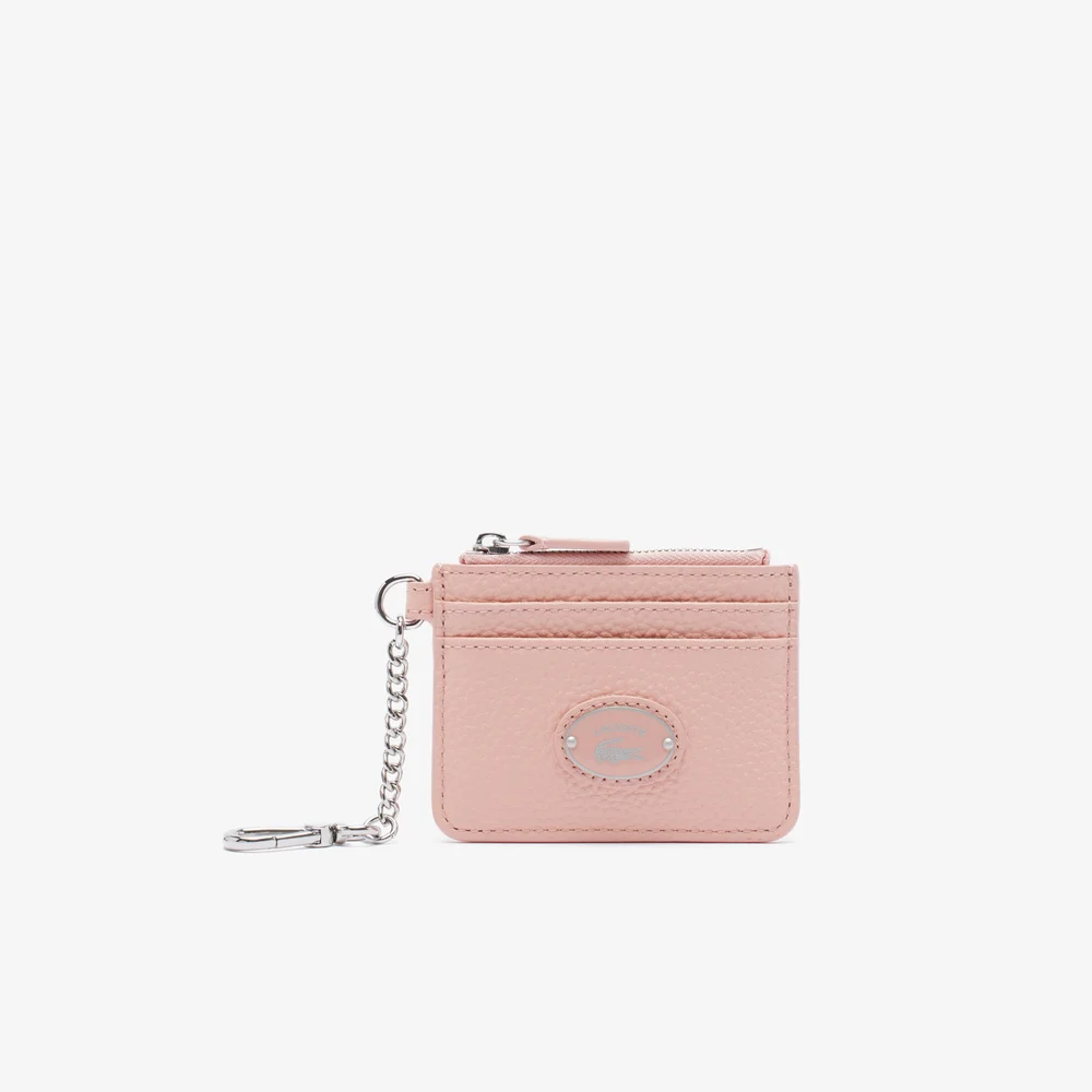 Women’s Lacoste Snap Hook Grained Leather Card Holder