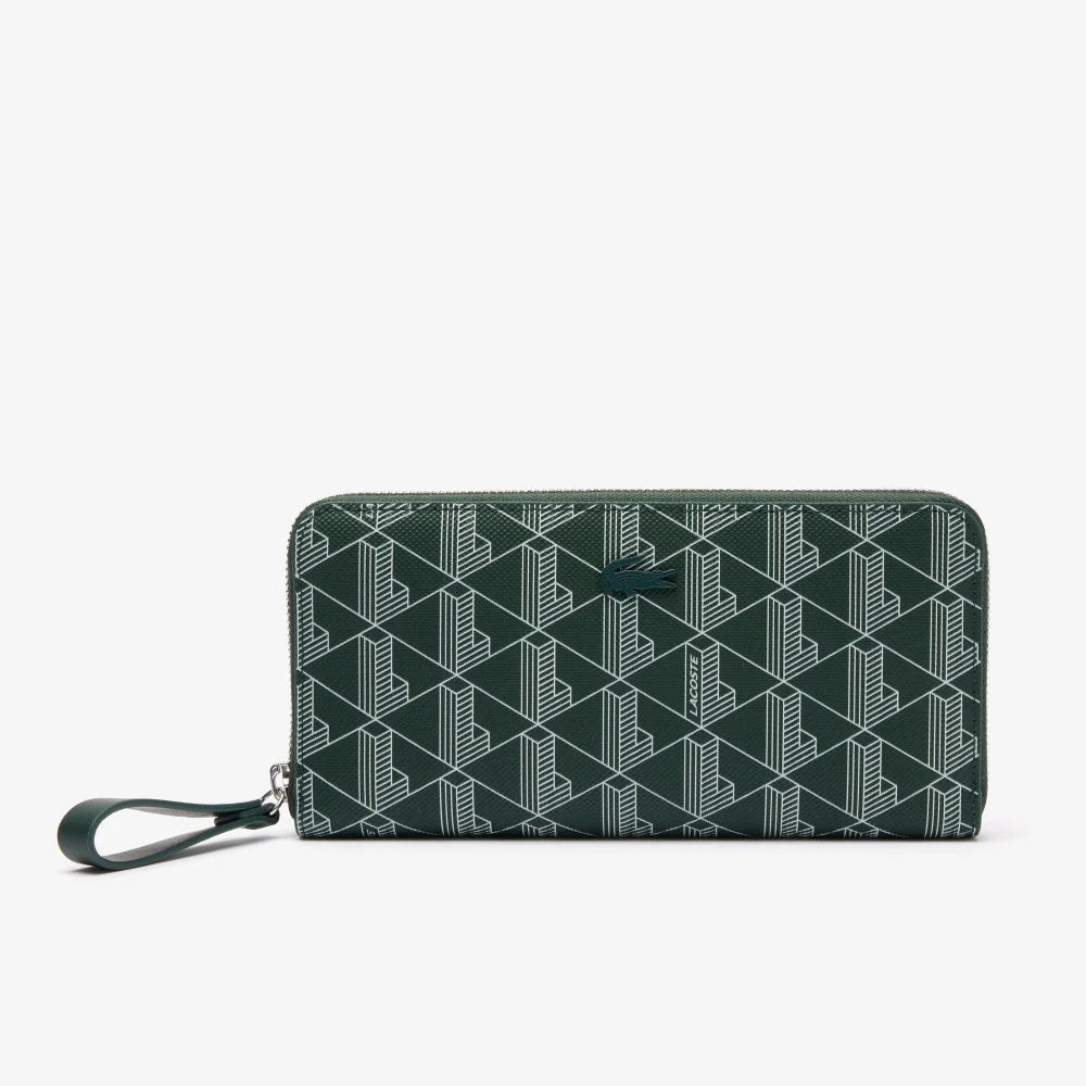 Women's Lacoste Monogram Print Zip Wallet