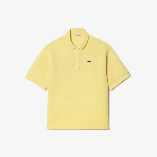 Áo Polo Lacoste Nữ Dáng Ngắn Rộng Hoạ Tiết In Chất Liệu Organic Cotton