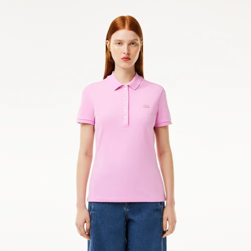 Women's Lacoste Slim fit Stretch Cotton Piqué Polo Shirt - Pink • IXV