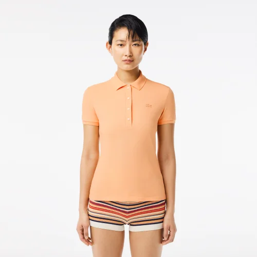 Áo Polo Lacoste Nữ Dáng Ngắn Rộng Hoạ Tiết In Chất Liệu Organic Cotton