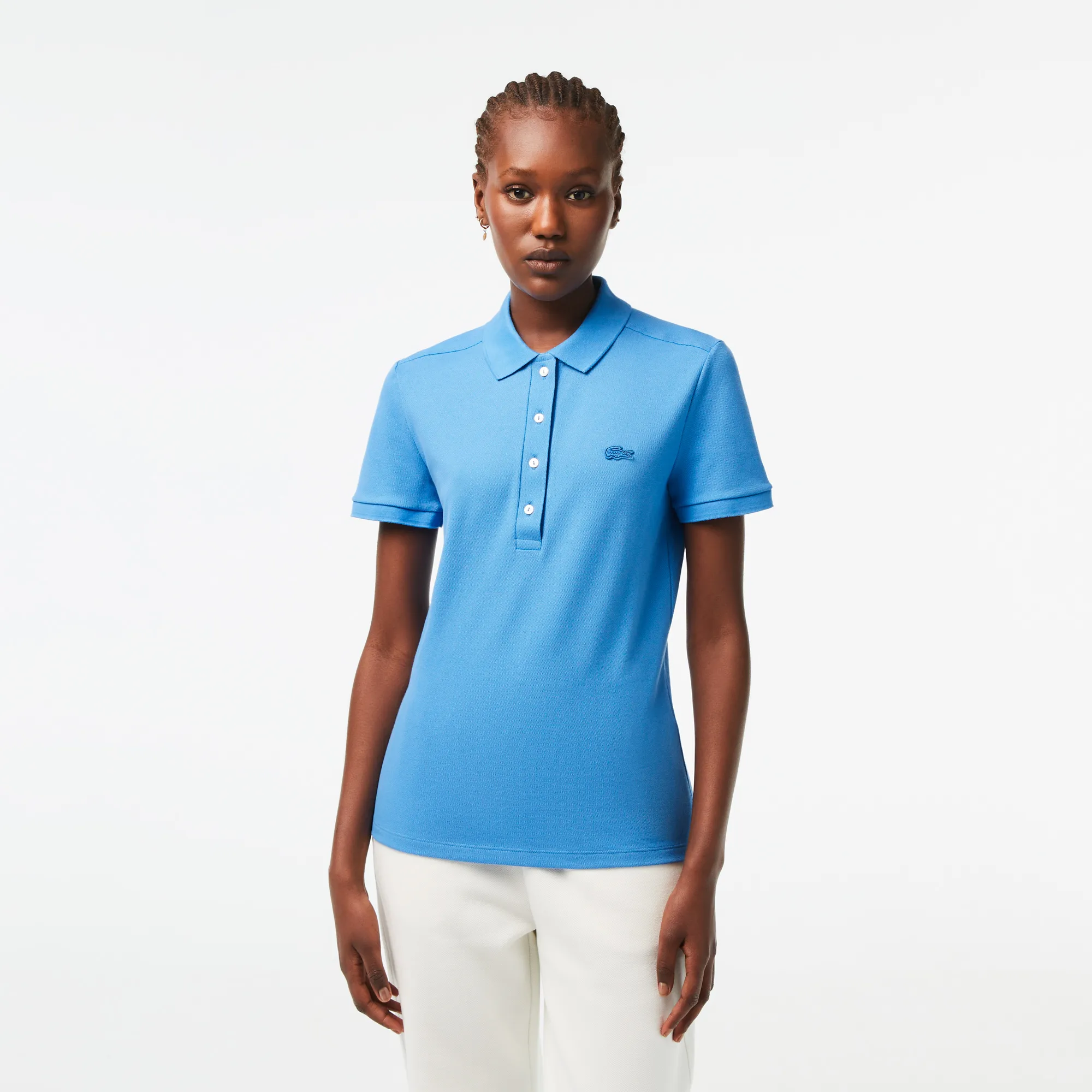 Áo Polo Lacoste Nữ Ôm Dáng Chất Liệu Cotton Piqué Co Giãn - Xanh • L99