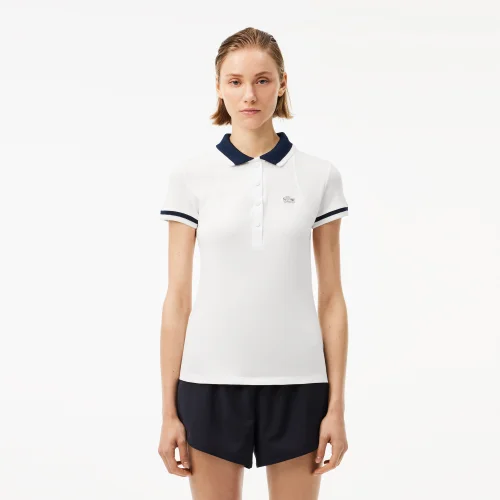 Áo Polo Lacoste Nữ Dáng Ngắn Rộng Hoạ Tiết In Chất Liệu Organic Cotton