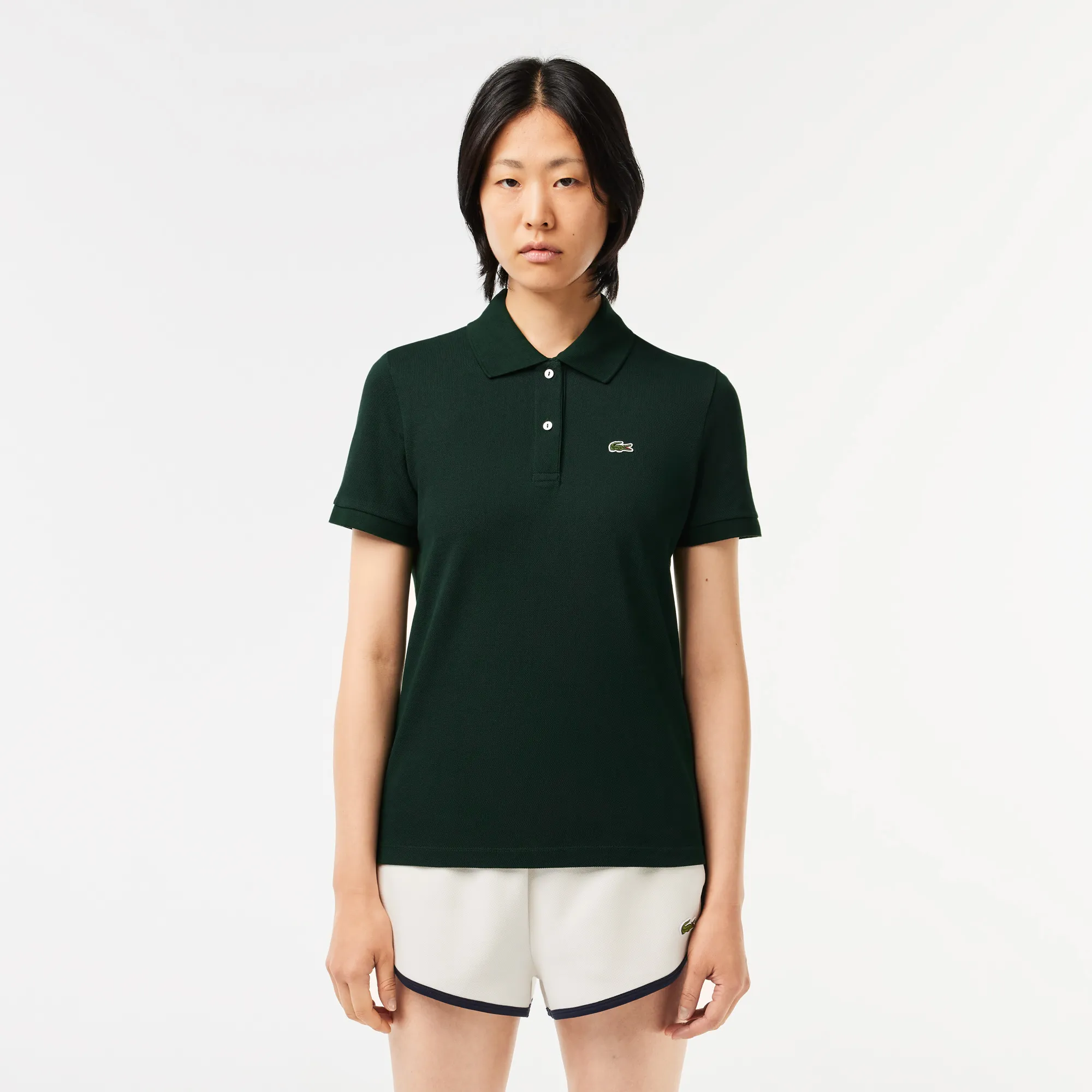 Áo Polo Lacoste Nữ Dáng Suông Có Sọc Chất Liệu Organic Cotton