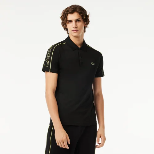 Contrast Accent Lacoste Print Polo Shirt