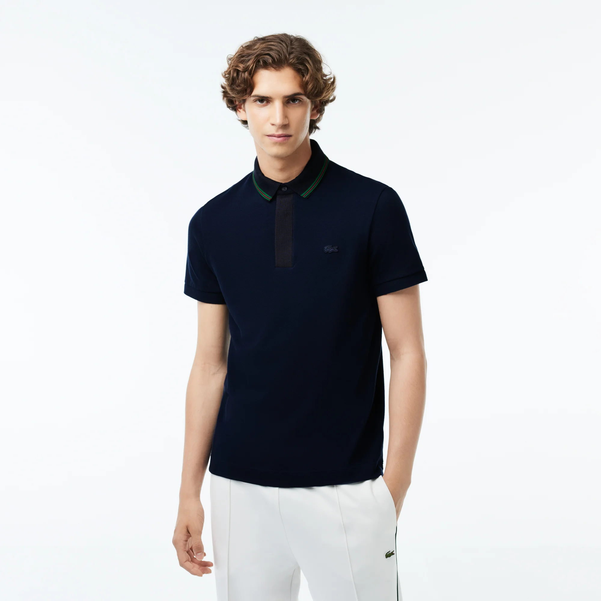 Smart Paris Contrast Collar Piqué Polo Shirt - Navy Blue • 166