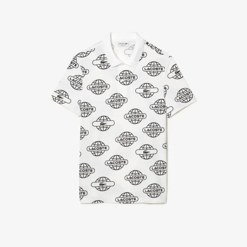 Globe Print Lacoste Movement Polo Shirt