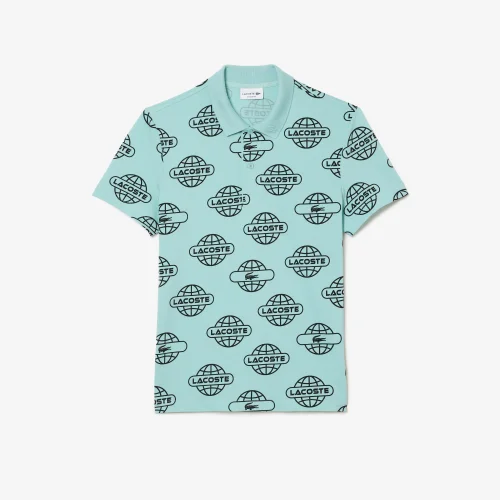 Globe Print Lacoste Movement Polo Shirt