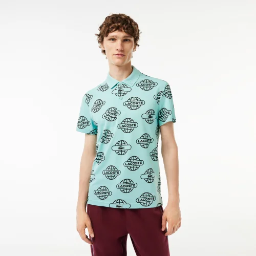 Globe Print Lacoste Movement Polo Shirt