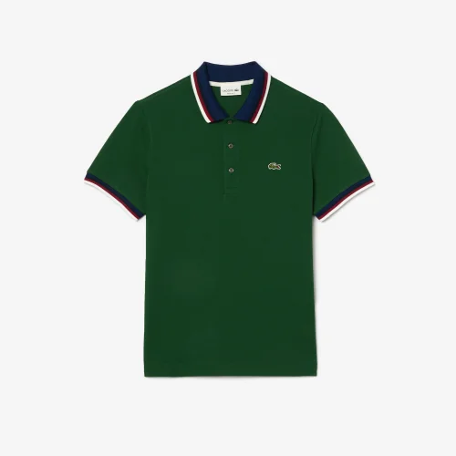 Áo Polo Lacoste Nam Co Giãn Cổ Áo Và Cổ Tay Áo Phối Màu