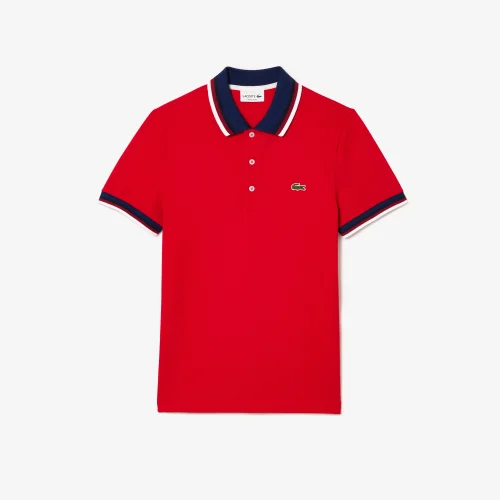 Contrast Collar and Cuff Stretch Polo Shirt