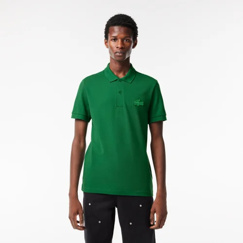 Cotton Piqué Polo Shirt with Quilted Badge - Green • CNQ
