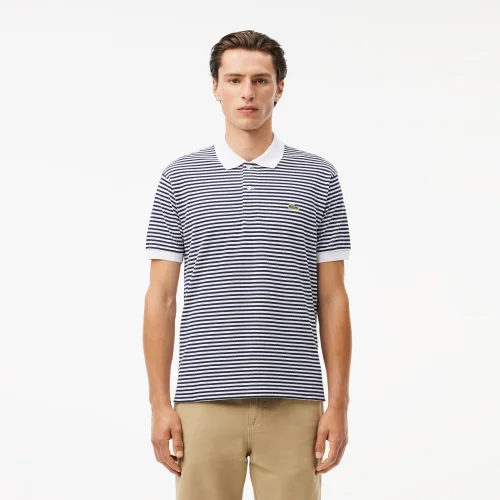 Áo Polo Lacoste Nam Original L.12.12  Sọc Chất Liệu Cotton - Trắng • 522