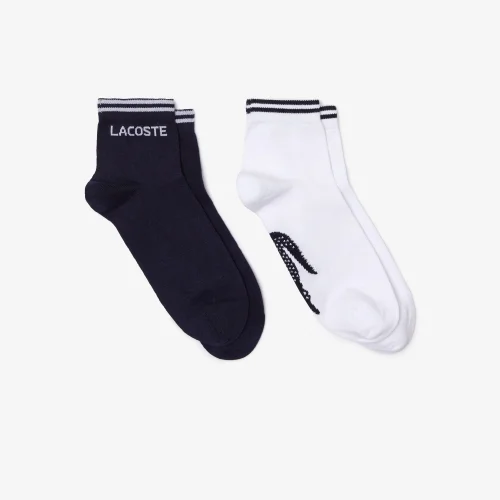 Unisex ribbed knit socks with contrast stripes