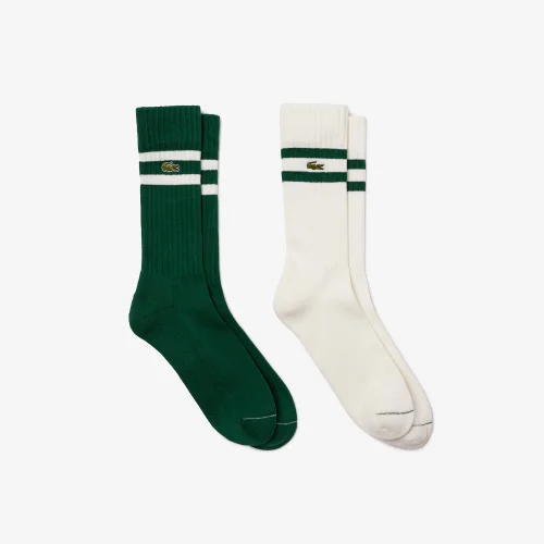 Unisex ribbed knit socks with contrast stripes