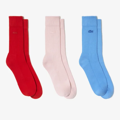 Unisex ribbed knit socks with contrast stripes