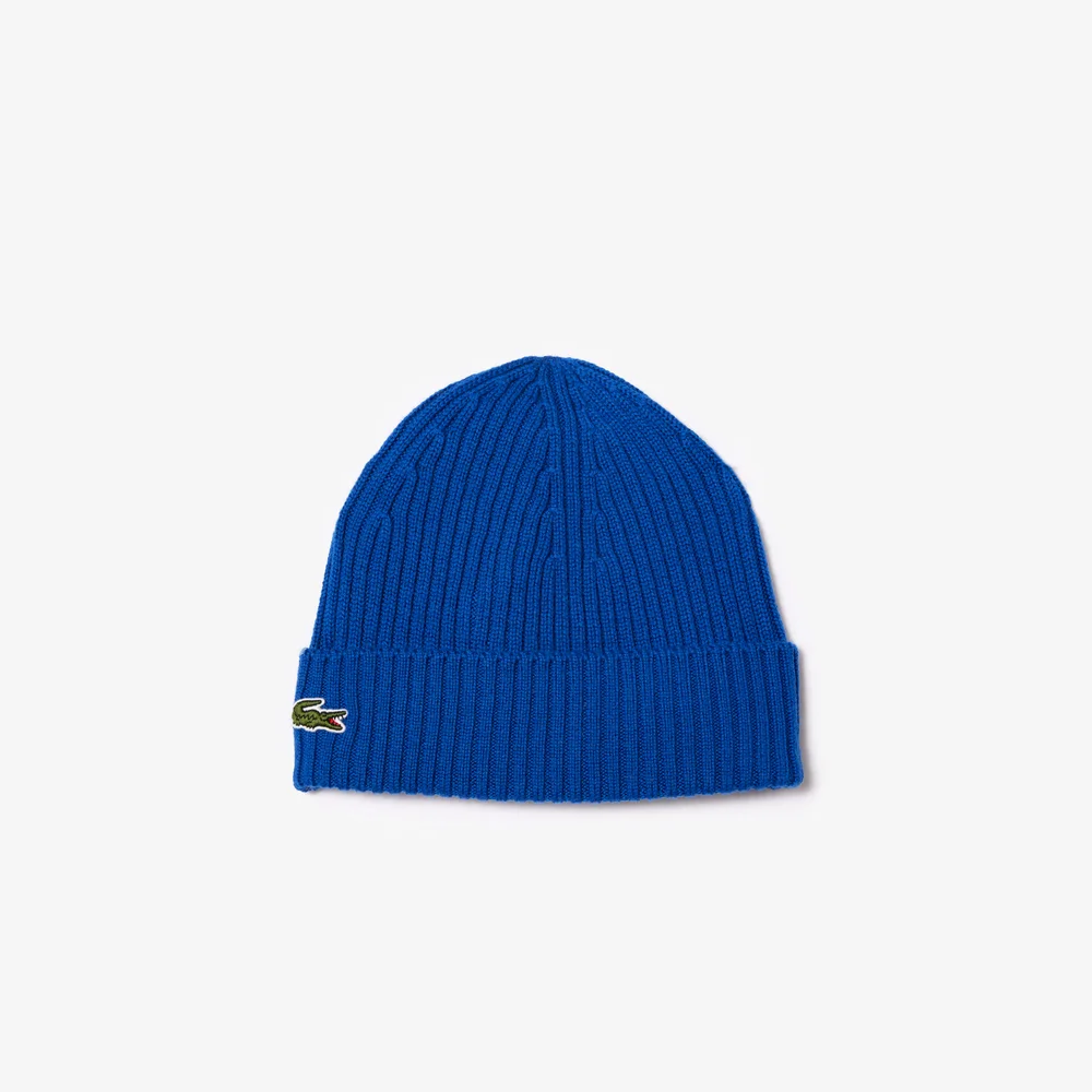 Unisex Lacoste Ribbed Wool Beanie