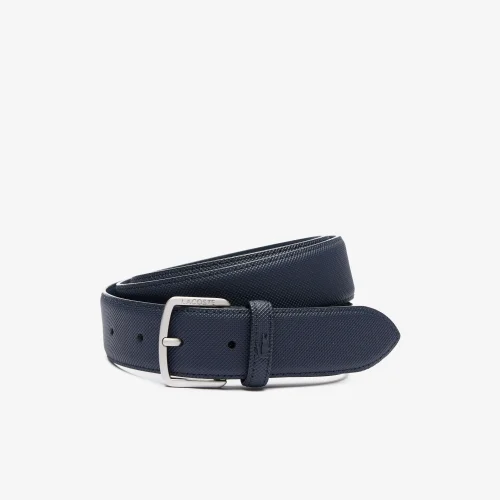 Men’s Made in France Lacoste Engraved Buckle Woven Fabric Belt