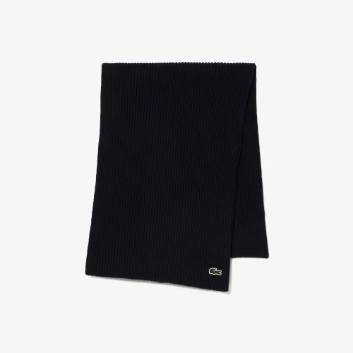 Unisex Lacoste Ribbed Wool Scarf