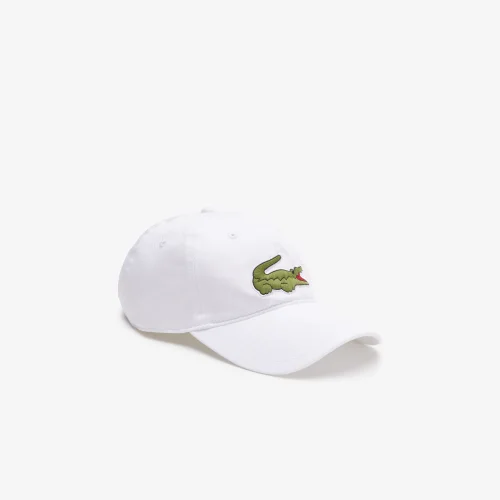 Unisex Lacoste Adjustable Organic Cotton Twill Cap - White • 001