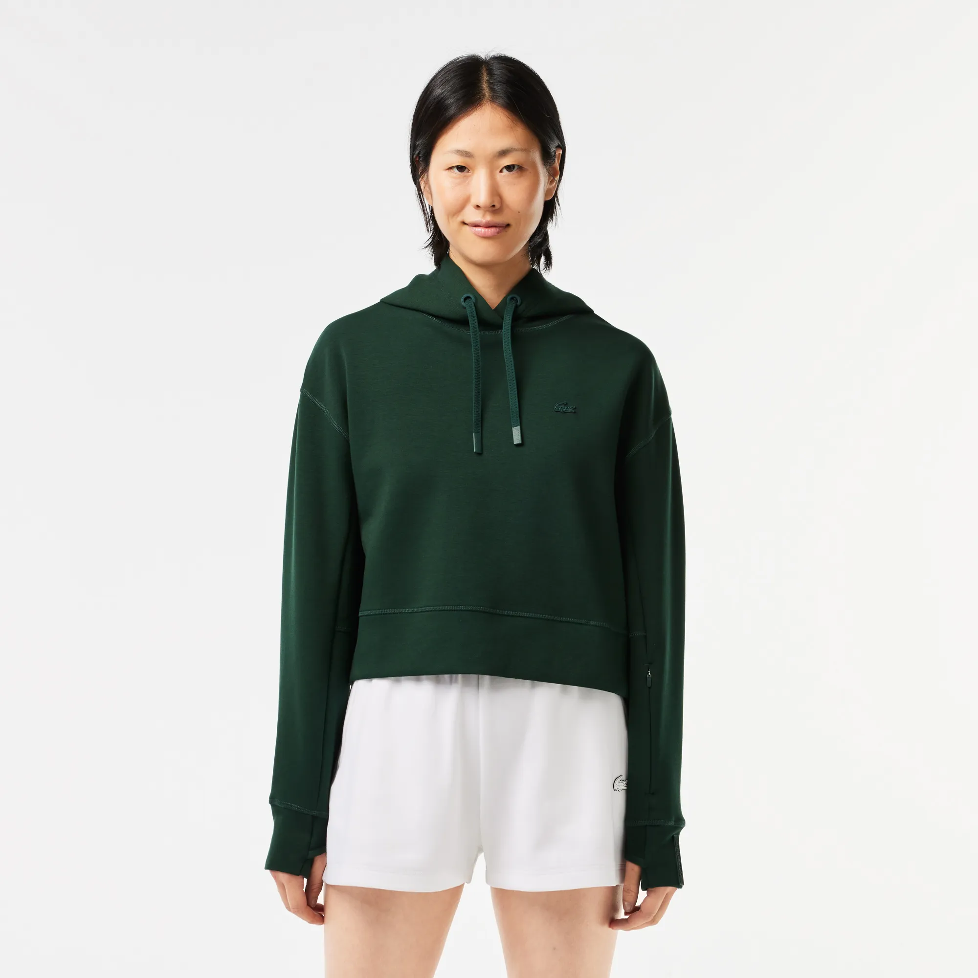 Áo Nỉ Lacoste Nữ Có Mũ Trùm Đầu - Xanh Lá Cây • YZP