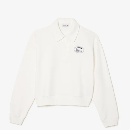 Áo Nỉ Lacoste Nữ Có Mũ Có Khóa Kéo Chất Liệu Organic Fleece