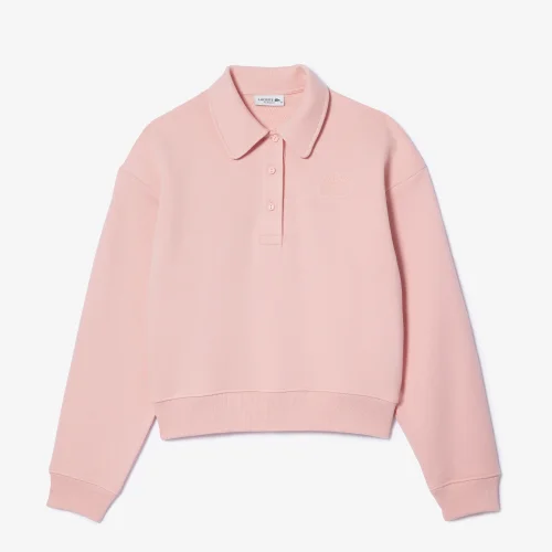 Áo Nỉ Lacoste Nữ Có Mũ Có Khóa Kéo Chất Liệu Organic Fleece