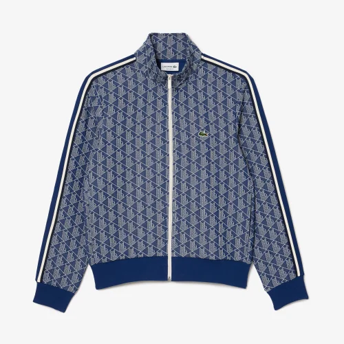 Áo Nỉ Lacoste Nam Paris Có Khóa Kéo Chất Liệu Jacquard Họa Tiết Monogram