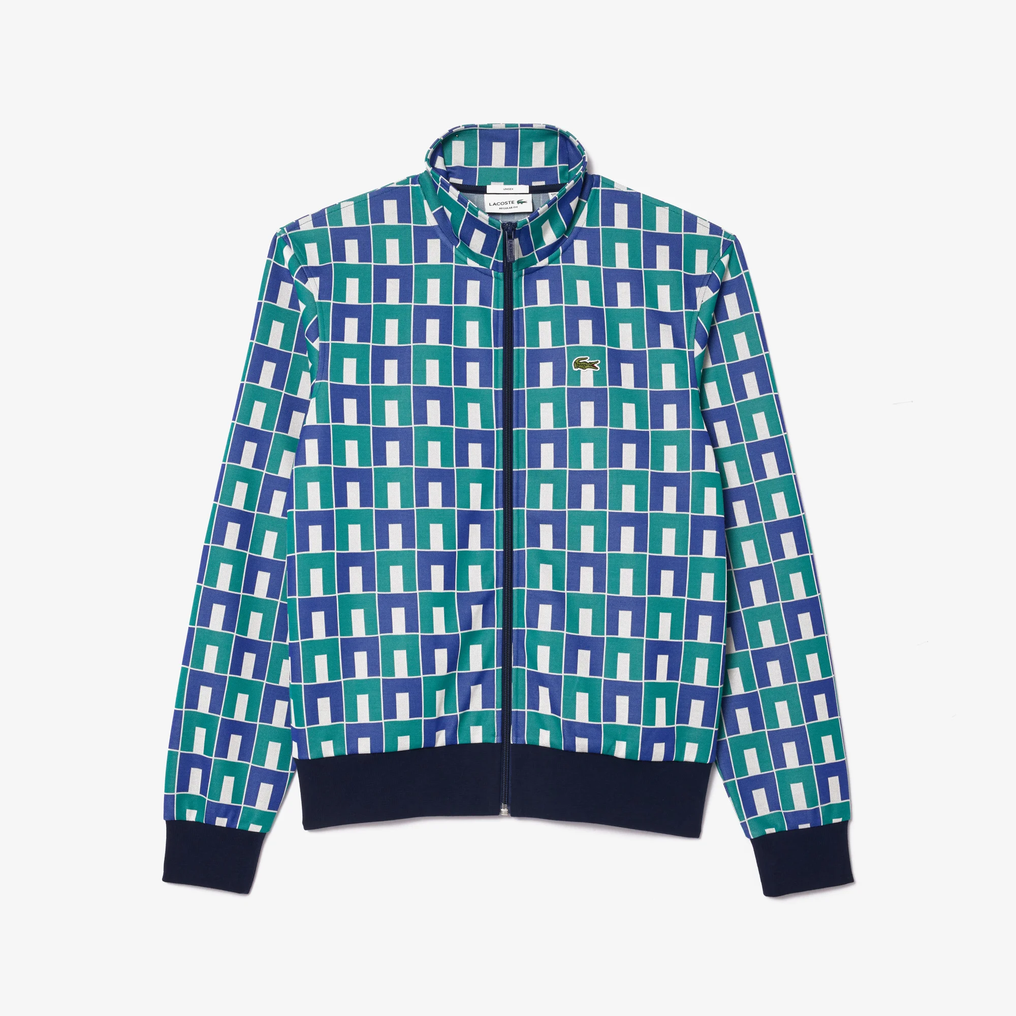 Printed Cotton Piqué Zipped Sweatshirt