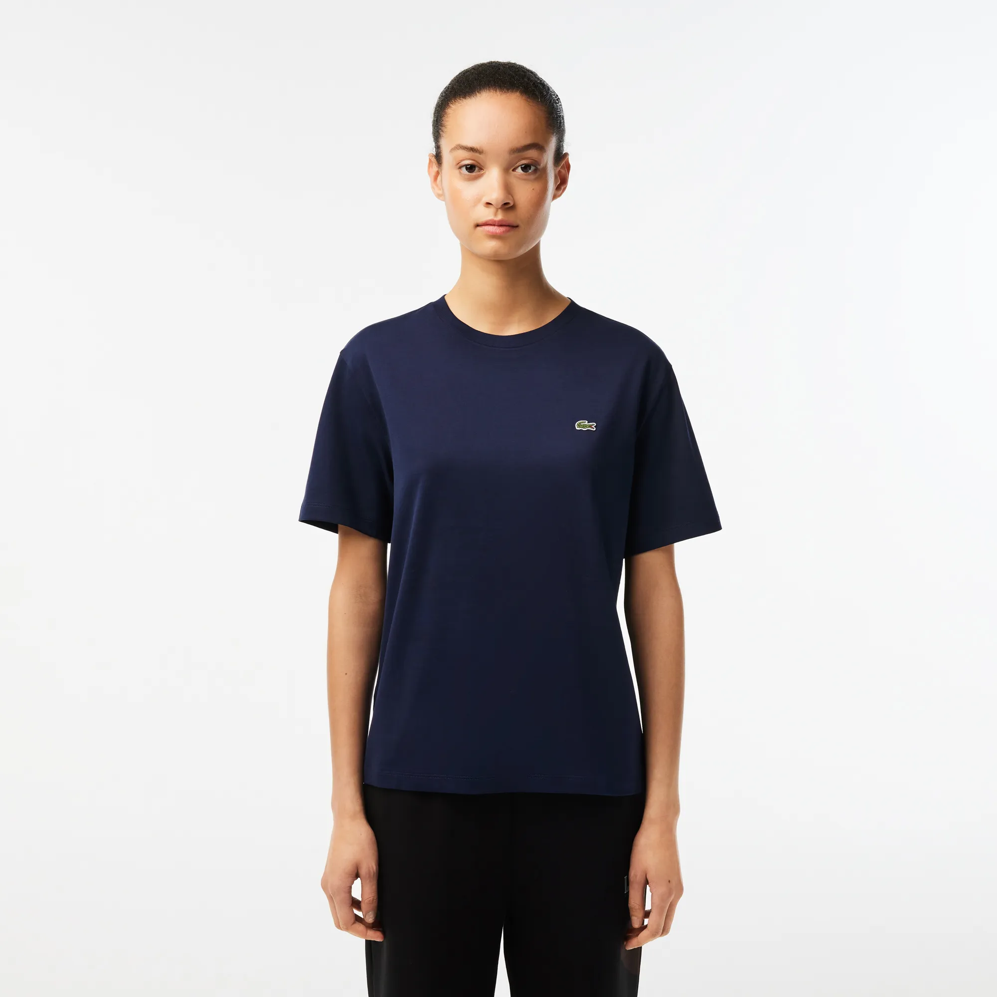 Áo Thun Lacoste Nữ Cổ Tròn Chất Liệu Cotton Cao Cấp - Xanh Navy • 166