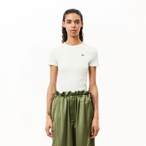 Áo Thun Lacoste Nữ Dáng Ôm Chất Liệu Organic Cotton - Trắng • 70V