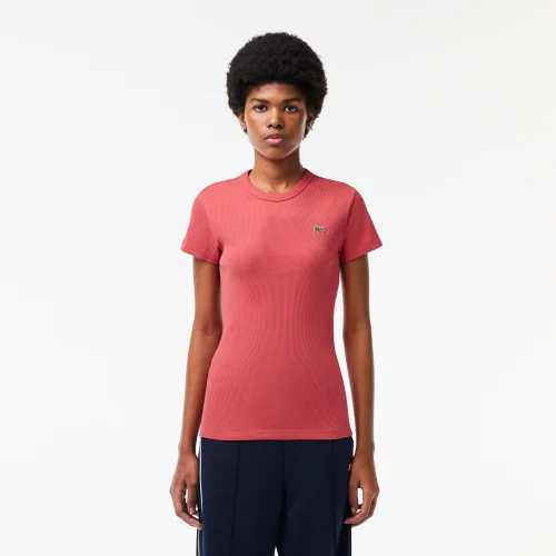 Women’s Slim Fit Ribbed Cotton T-shirt - Pink • ZV9