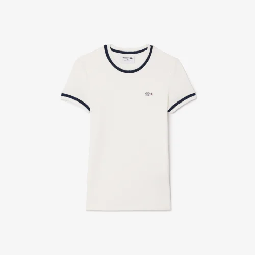 Áo Nỉ Lacoste Nữ Cổ Cao Có Khóa Kéo Chất Liệu Jacquard Họa Tiết Monogram