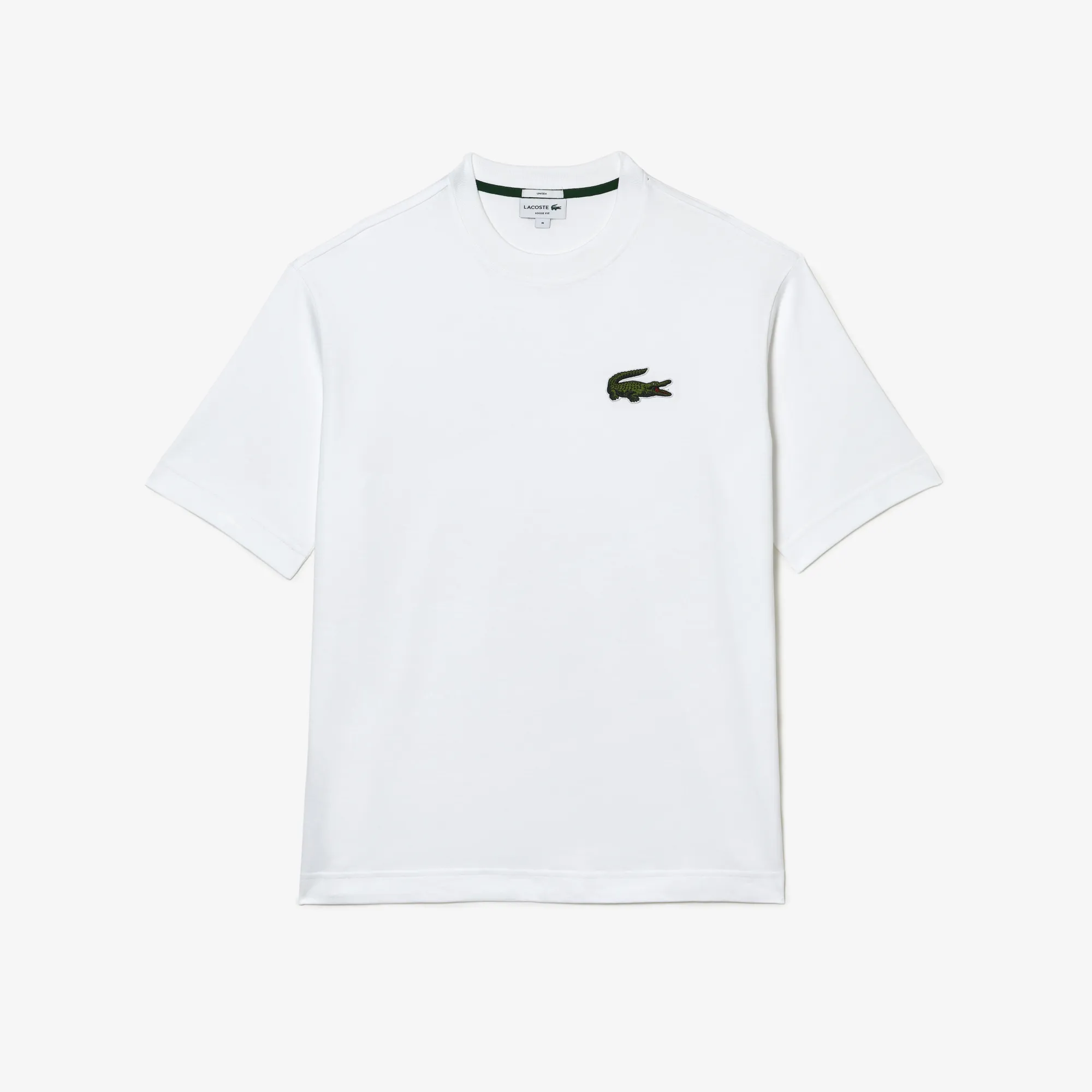 Áo Thun Lacoste Unisex Dáng Rộng Chất Liệu Organic Cotton Họa Tiết Cá Sấu Cỡ Lớn - Trắng • 001