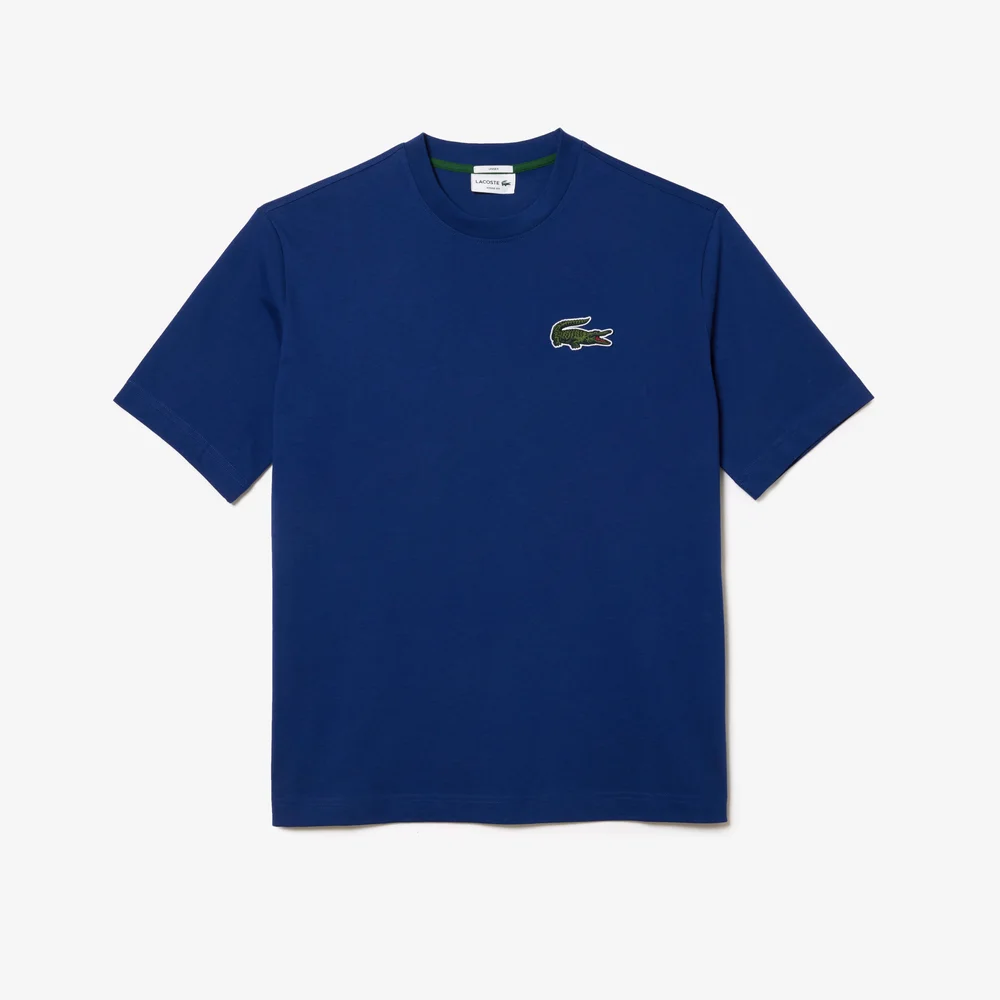 Áo Thun Lacoste Unisex Dáng Rộng Chất Liệu Organic Cotton Họa Tiết Cá Sấu Cỡ Lớn