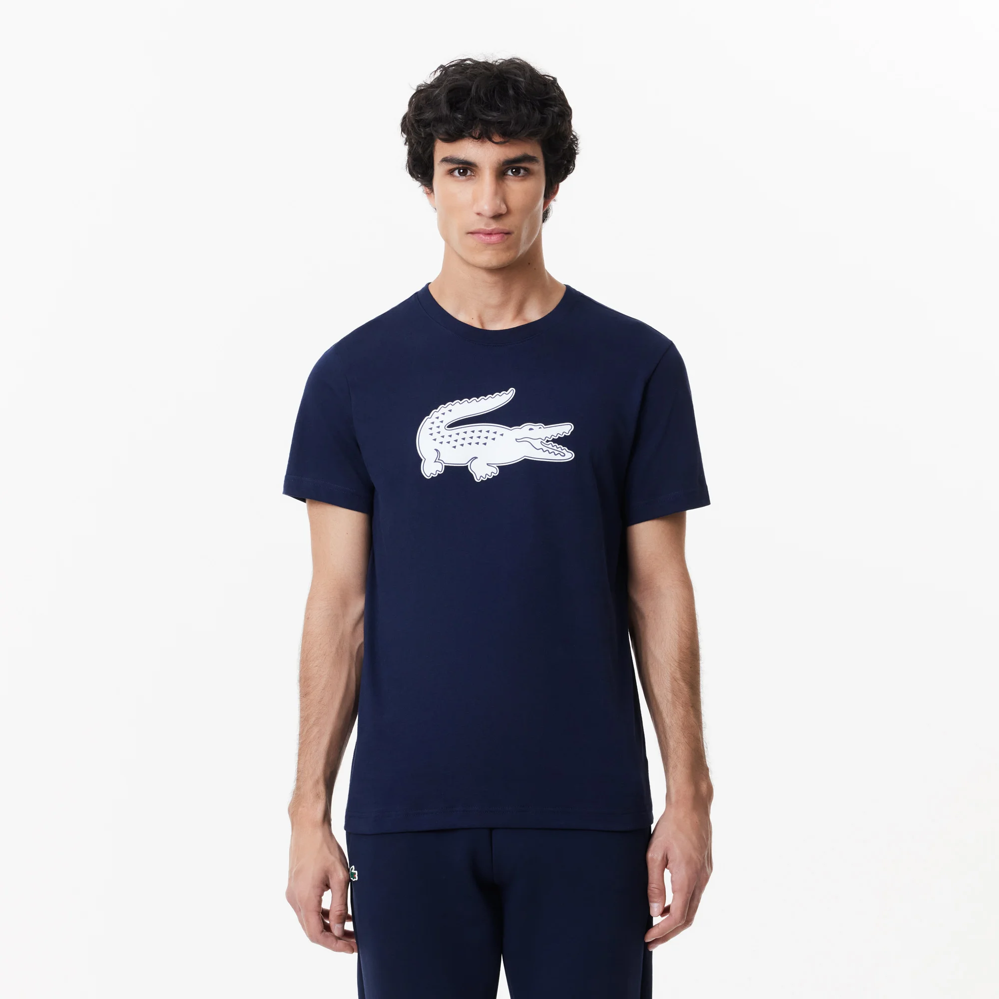 Men's Lacoste SPORT 3D Print Crocodile Breathable Jersey T-shirt - Navy Blue • 525