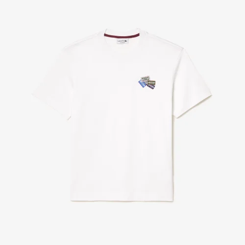 Áo Thun Lacoste Nam Chất Liệu Cotton Jersey Họa Tiết Nhiều Huy Hiệu