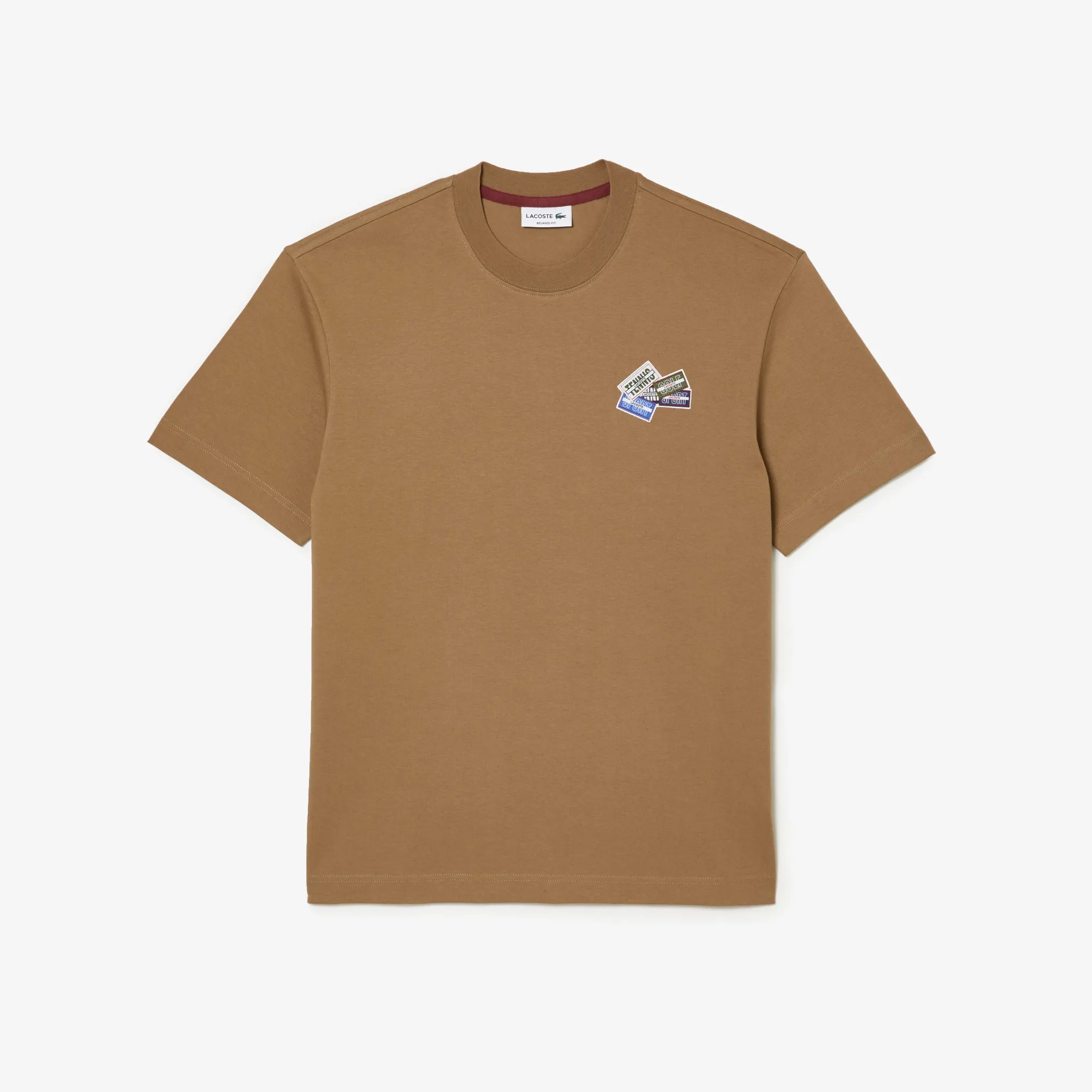 Áo Thun Lacoste Nam Chất Liệu Cotton Jersey Họa Tiết Nhiều Huy Hiệu - Nâu • SIX