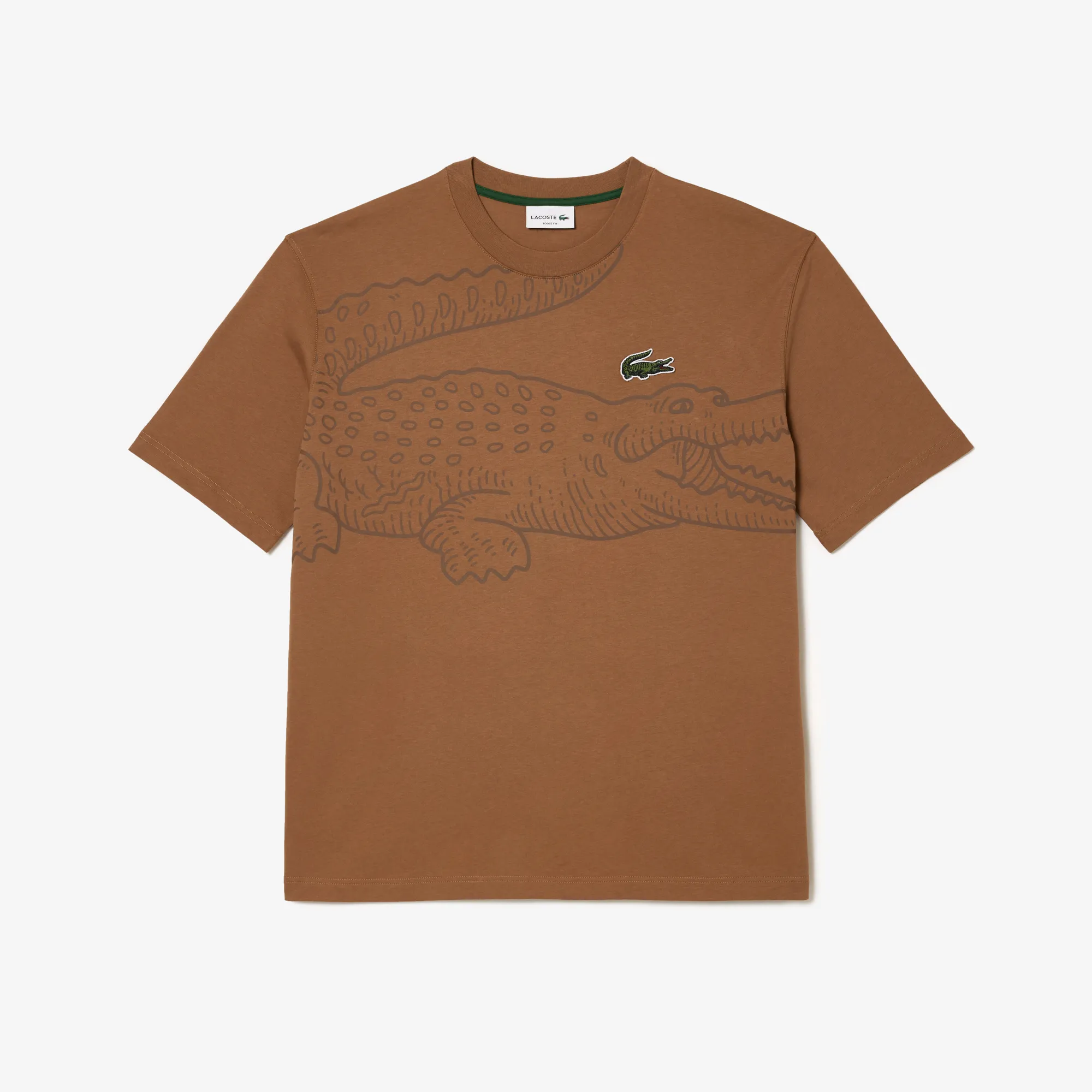 Men’s Lacoste Round Neck Loose Fit Crocodile Print T-shirt