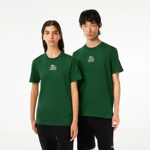 Áo Polo Lacoste Nữ Dáng Ngắn Rộng Hoạ Tiết In Chất Liệu Organic Cotton