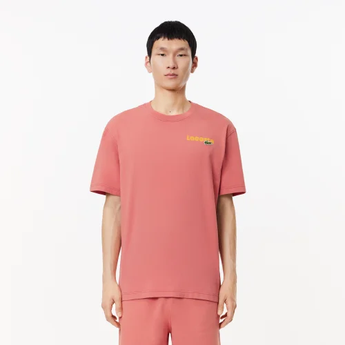 Washed Effect Ombré Lacoste Print T-shirt