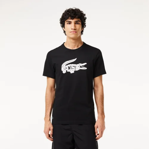 Washed Effect Ombré Lacoste Print T-shirt
