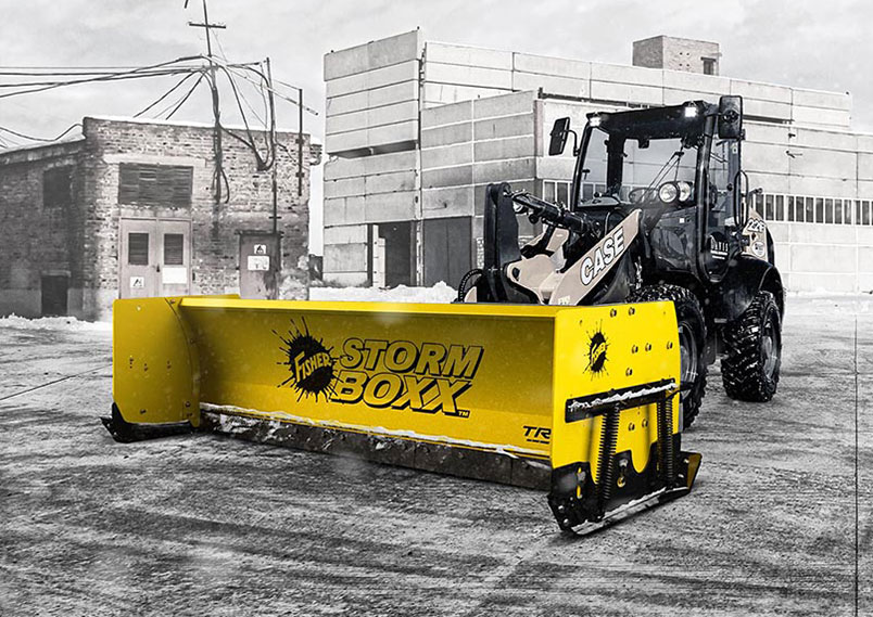 Yellow Fisher Storm Box stylized image with a black and white background.